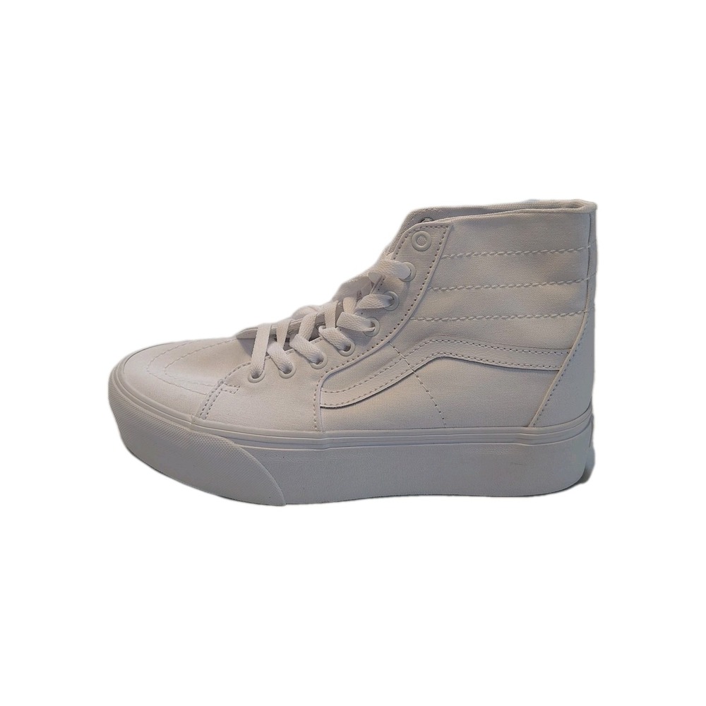 Vans Sk8 Hi Stacked Unisex Triple White Skate Shoes Canvas Platform NEW - Picture 13 of 16